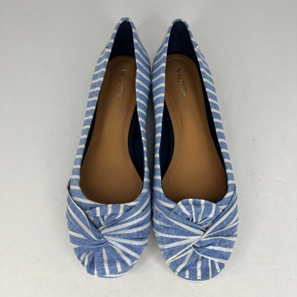 Nautica Womens Bayard Blue Striped Fabric Slip On Casual Size 10 Ballet Flats - Picture 4 of 9